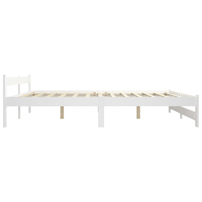 vidaXL Bed Frame | White | Solid pine wood, plywood | 200x200 cm | Durable