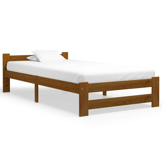vidaXL Bed Frame | Honey brown | Solid pine wood, plywood | Single | Durable