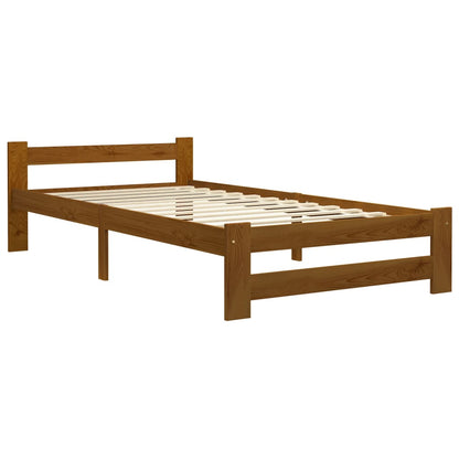 vidaXL Bed Frame | Honey brown | Solid pine wood, plywood | Single | Durable