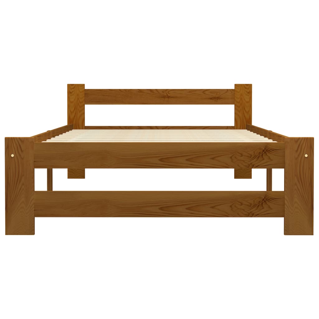 vidaXL Bed Frame | Honey brown | Solid pine wood, plywood | Single | Durable