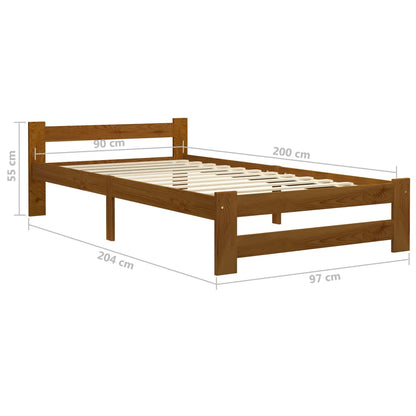 vidaXL Bed Frame | Honey brown | Solid pine wood, plywood | Single | Durable