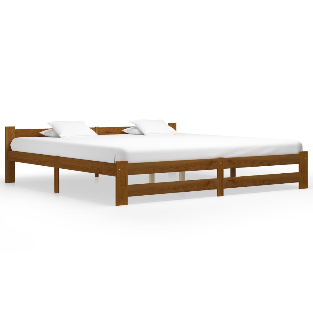 vidaXL Bed Frame | Honey brown | Solid pine wood, plywood | 200x200 cm | Durable