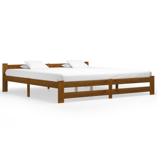 vidaXL Bed Frame | Honey brown | Solid pine wood, plywood | 200x200 cm | Durable