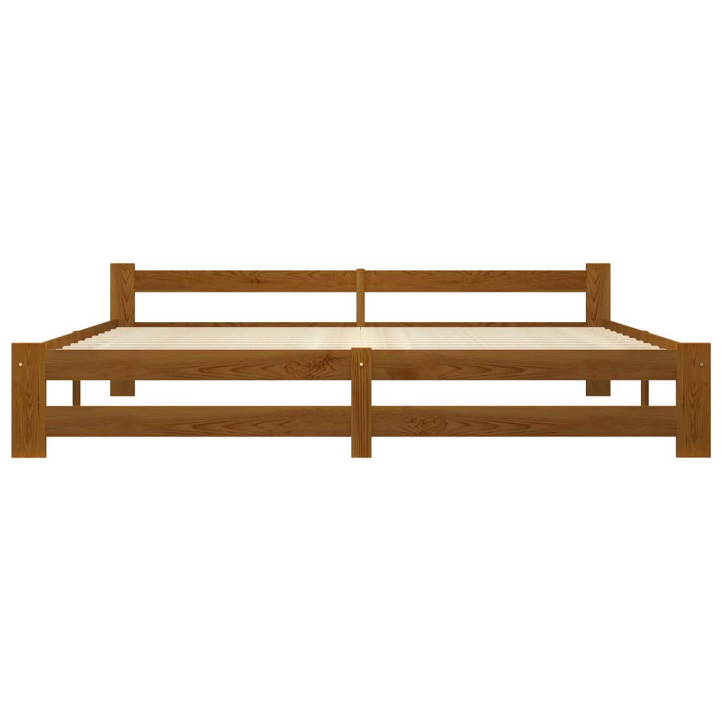 vidaXL Bed Frame | Honey brown | Solid pine wood, plywood | 200x200 cm | Durable