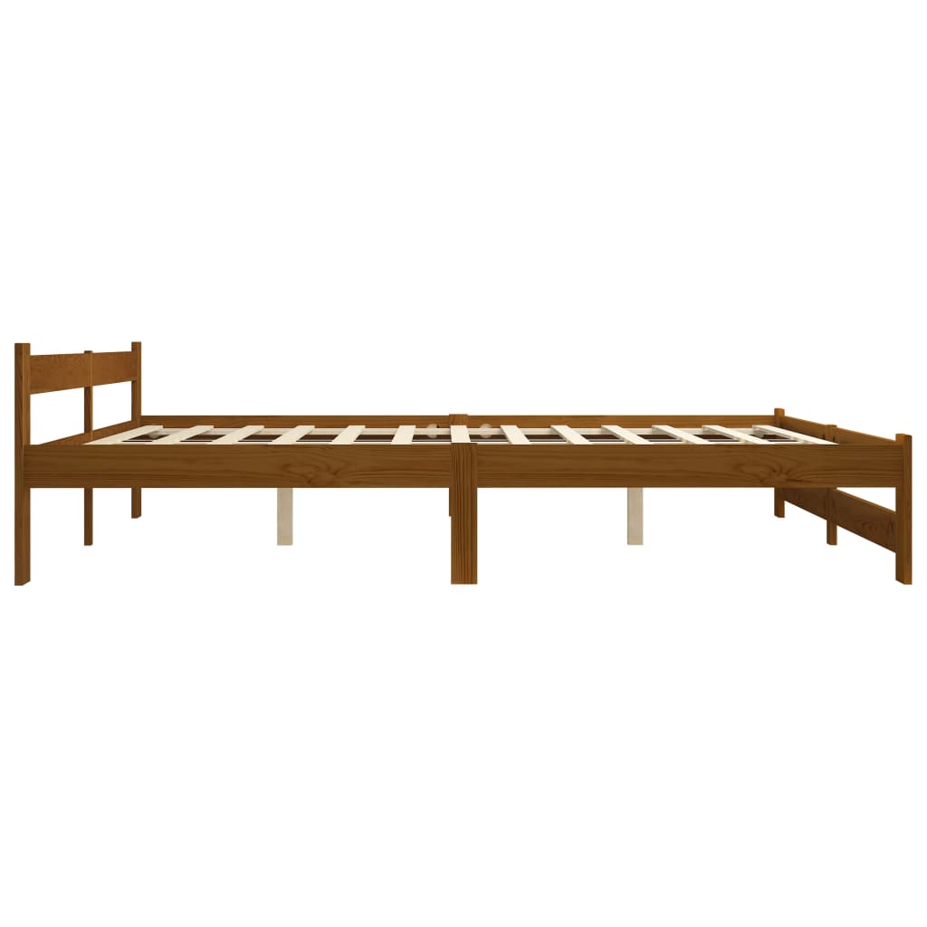vidaXL Bed Frame | Honey brown | Solid pine wood, plywood | 200x200 cm | Durable