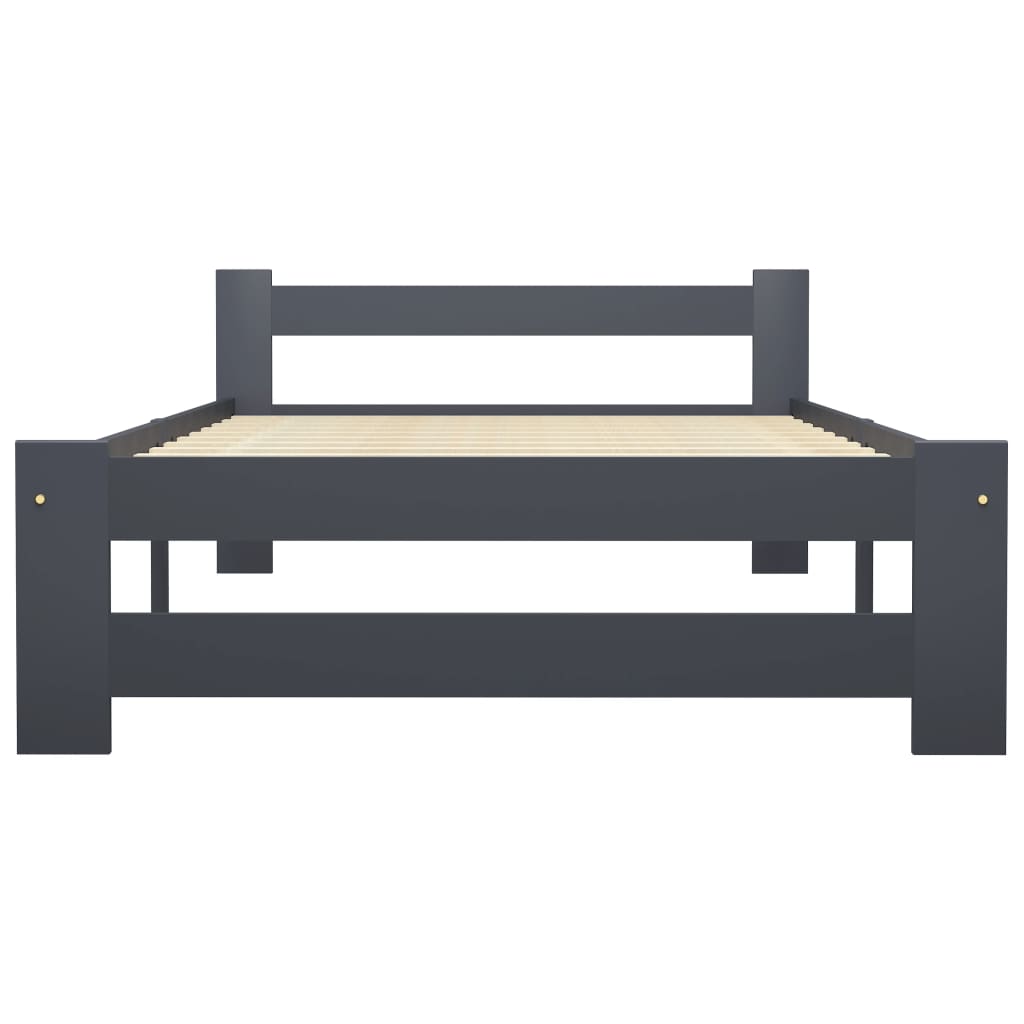vidaXL Bed Frame | Dark Grey | Solid Pine Wood, Plywood | Single | Durable