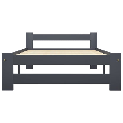 vidaXL Bed Frame | Dark Grey | Solid Pine Wood, Plywood | Single | Durable