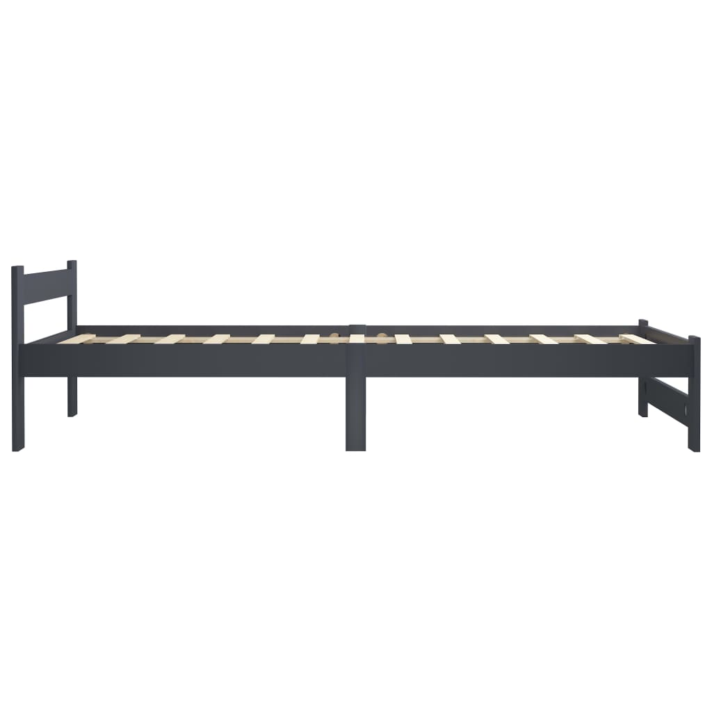 vidaXL Bed Frame | Dark Grey | Solid Pine Wood, Plywood | Single | Durable