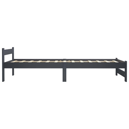 vidaXL Bed Frame | Dark Grey | Solid Pine Wood, Plywood | Single | Durable