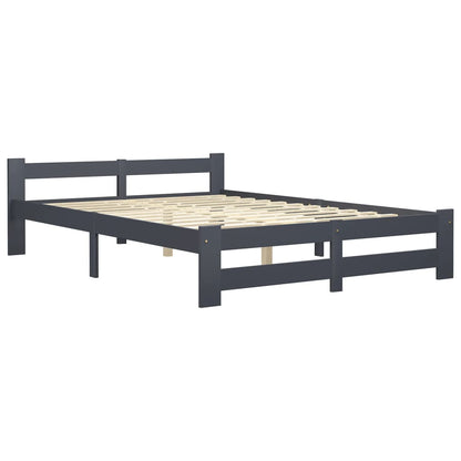 vidaXL Bed Frame | Dark Grey | Solid Pine Wood, Plywood | Double |  Durable