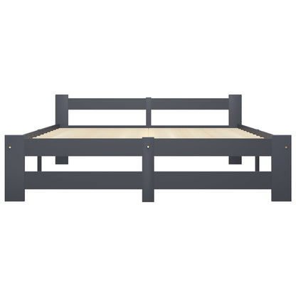 vidaXL Bed Frame | Dark Grey | Solid Pine Wood, Plywood | Double |  Durable