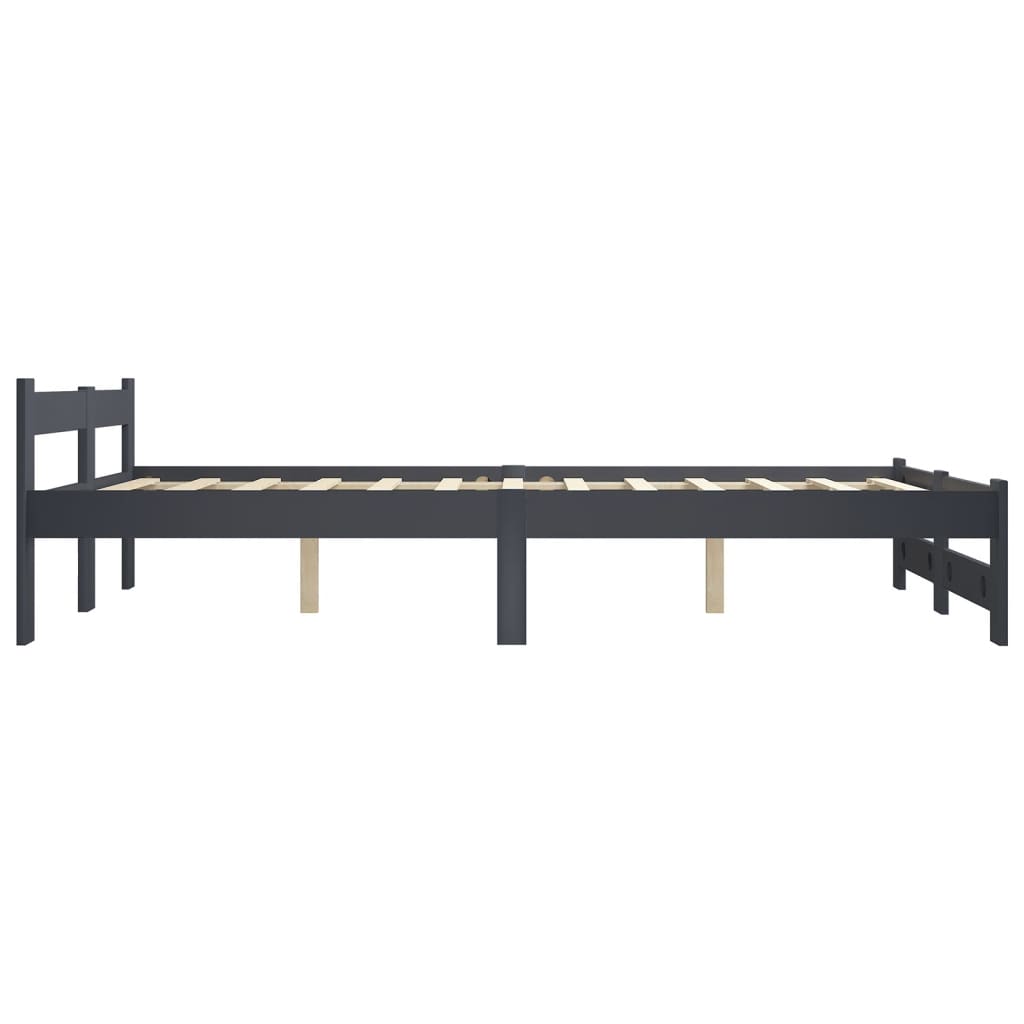 vidaXL Bed Frame | Dark Grey | Solid Pine Wood, Plywood | Double |  Durable