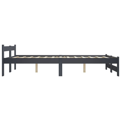 vidaXL Bed Frame | Dark Grey | Solid Pine Wood, Plywood | Double |  Durable