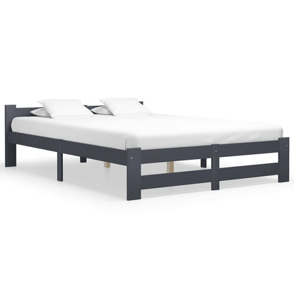 vidaXL Bed Frame | Dark Grey | Solid Pine Wood, Plywood | Double | Durable