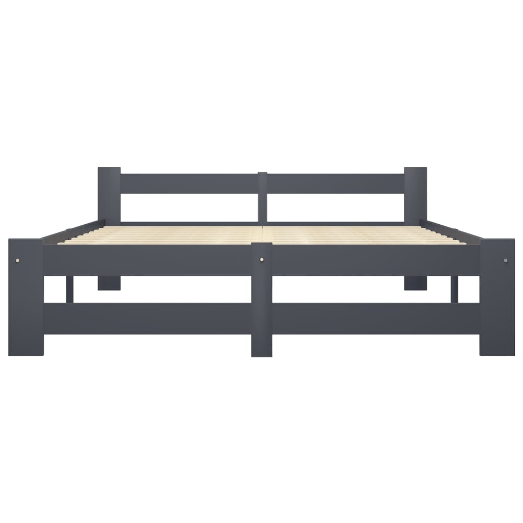 vidaXL Bed Frame | Dark Grey | Solid Pine Wood, Plywood | Double | Durable