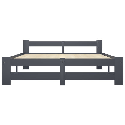vidaXL Bed Frame | Dark Grey | Solid Pine Wood, Plywood | Double | Durable