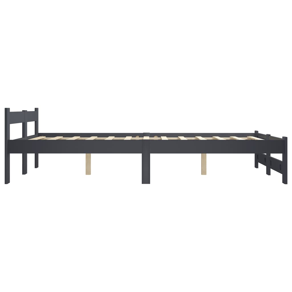 vidaXL Bed Frame | Dark Grey | Solid Pine Wood, Plywood | Double | Durable