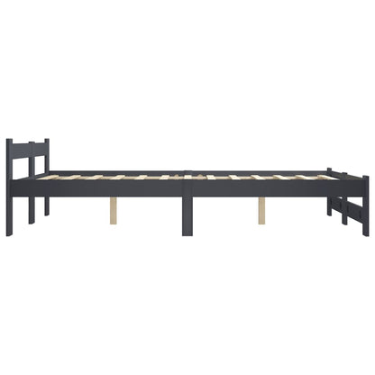 vidaXL Bed Frame | Dark Grey | Solid Pine Wood, Plywood | Double | Durable