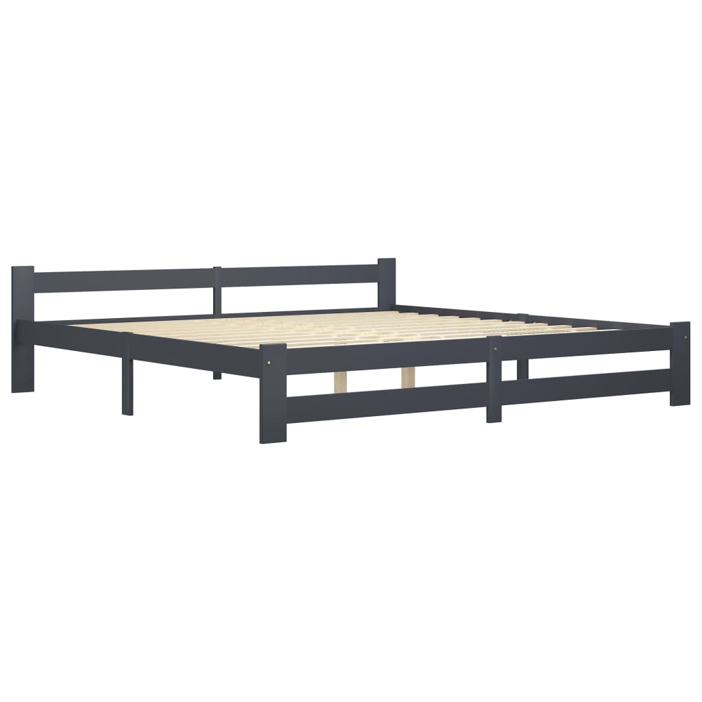 vidaXL Bed Frame | Dark Grey | Solid pine wood, plywood | Double | Durable