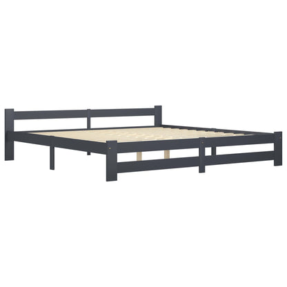 vidaXL Bed Frame | Dark Grey | Solid pine wood, plywood | Double | Durable
