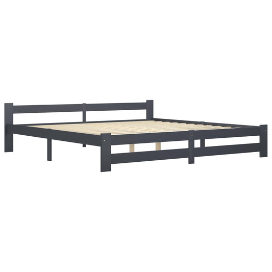 vidaXL Bed Frame | Dark Grey | Solid pine wood, plywood | Double | Durable