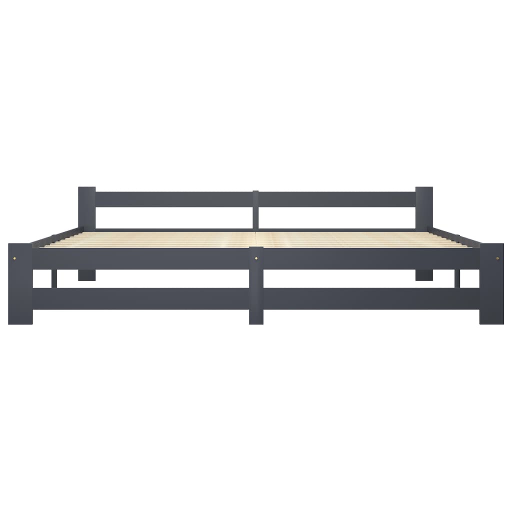 vidaXL Bed Frame | Dark Grey | Solid pine wood, plywood | Double | Durable