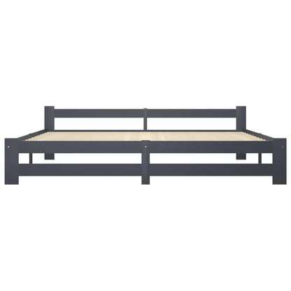 vidaXL Bed Frame | Dark Grey | Solid pine wood, plywood | Double | Durable
