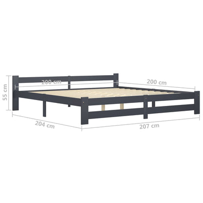 vidaXL Bed Frame | Dark Grey | Solid pine wood, plywood | Double | Durable