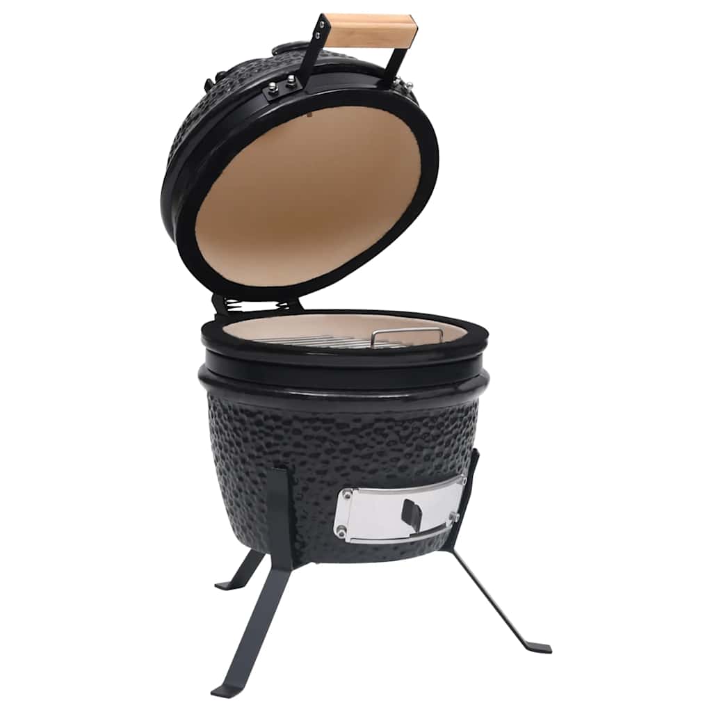 vidaXL 2-in-1 Kamado Barbecue Grill Smoker Ceramic 56 cm Black