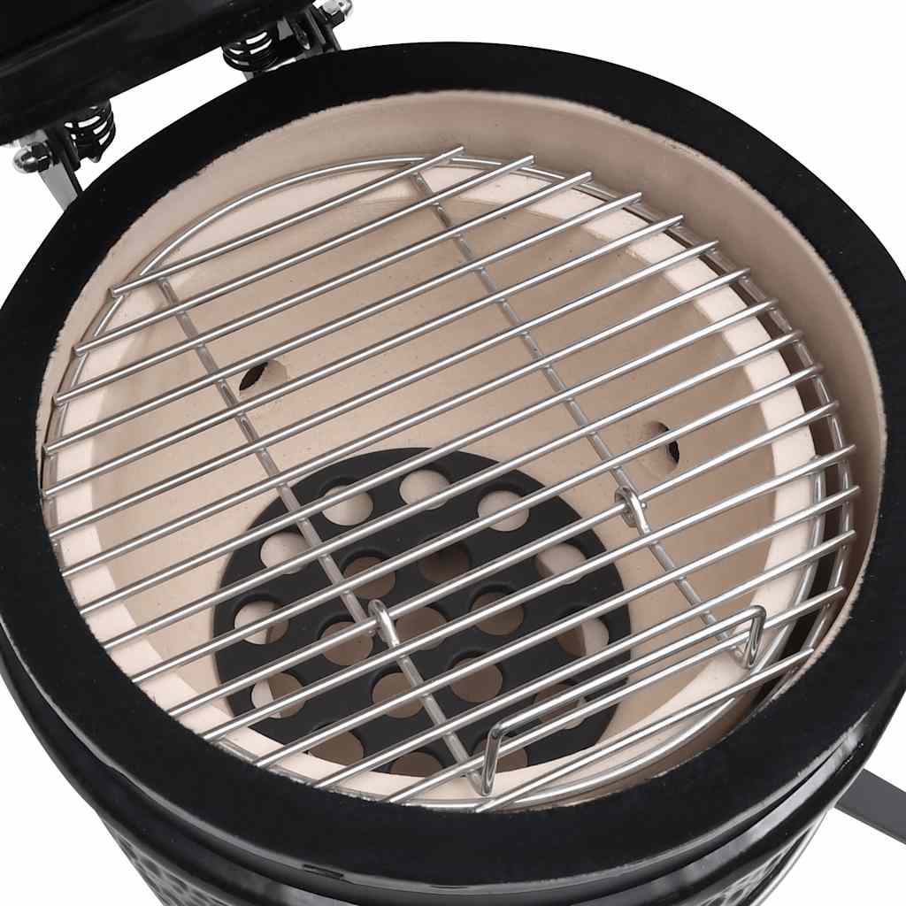 vidaXL 2-in-1 Kamado Barbecue Grill Smoker Ceramic 56 cm Black