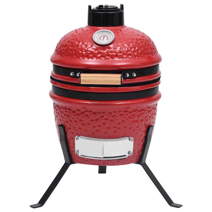 vidaXL 2-in-1 Kamado Barbecue Grill Smoker Ceramic 56 cm Red