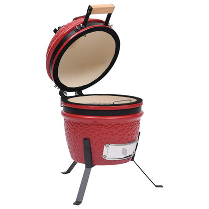 vidaXL 2-in-1 Kamado Barbecue Grill Smoker Ceramic 56 cm Red