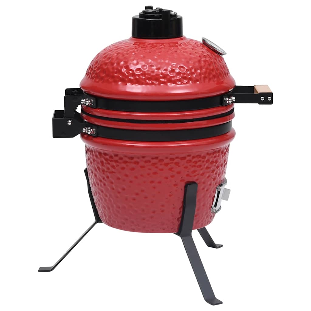 vidaXL 2-in-1 Kamado Barbecue Grill Smoker Ceramic 56 cm Red