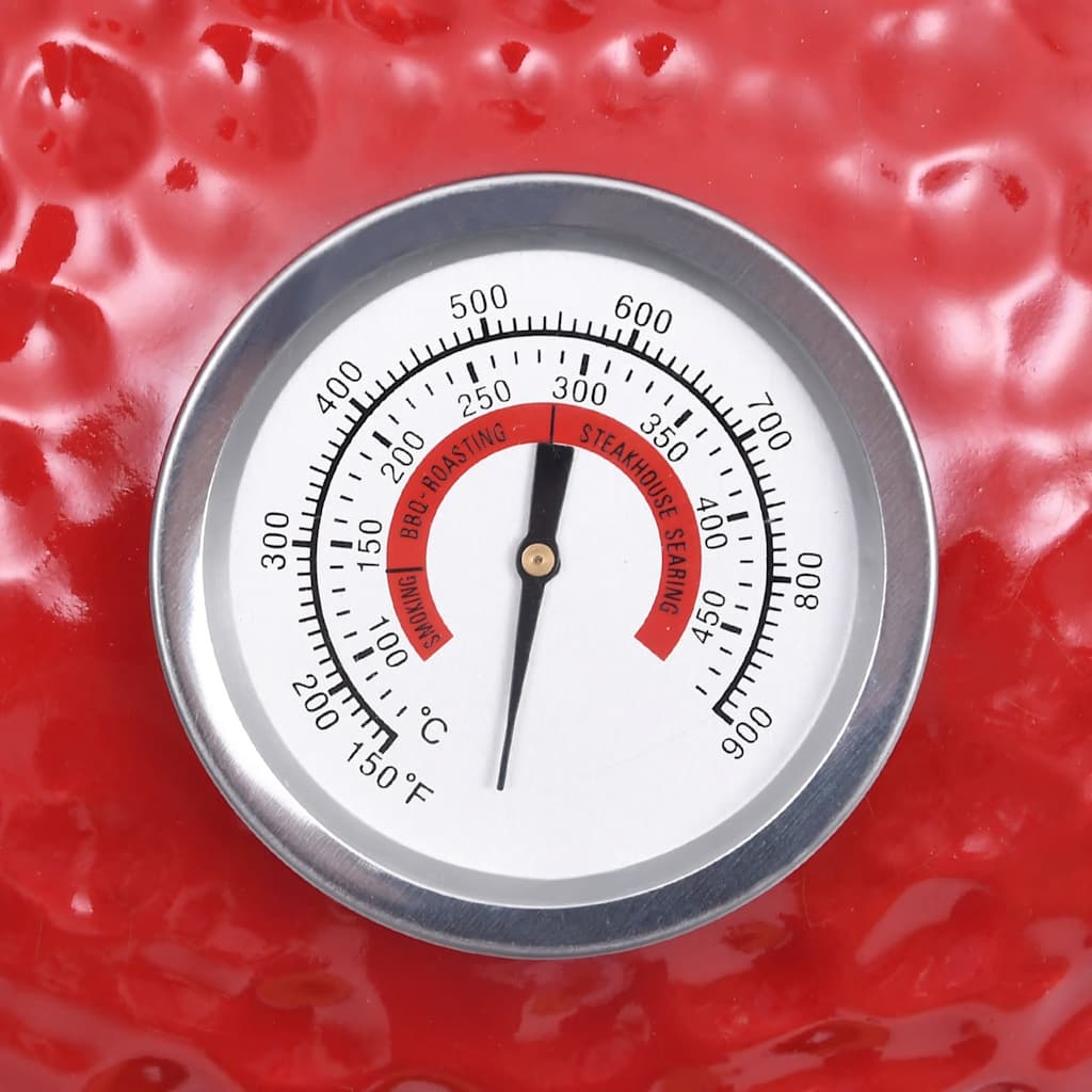 vidaXL 2-in-1 Kamado Barbecue Grill Smoker Ceramic 56 cm Red