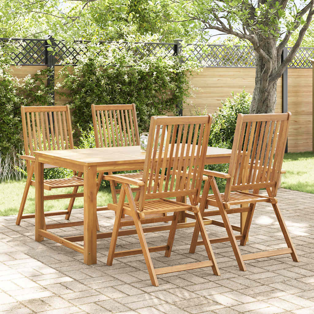 vidaXL Garden Chair | Set of 4 | Natural Brown | Solid acacia wood | Medium
