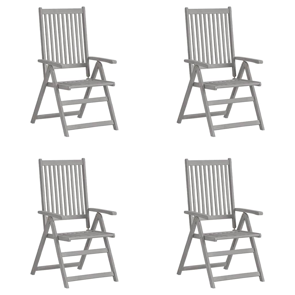 vidaXL Garden Reclining Chairs 4 pcs Grey Solid Acacia Wood