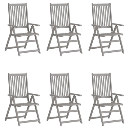 vidaXL Garden Chair | Set of 6 | Grey | Solid Acacia Wood | Standard | Foldable