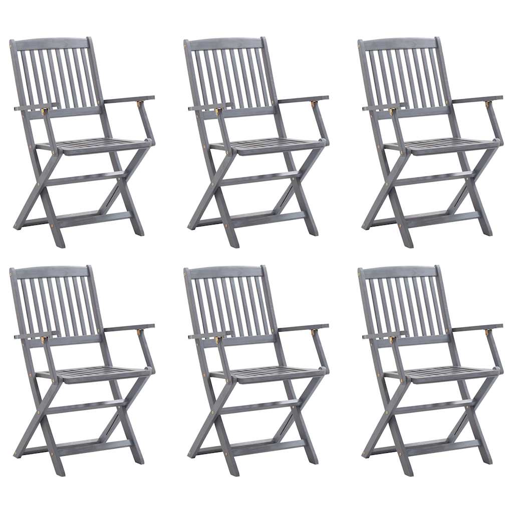 vidaXL Folding Chairs 6 pcs Solid Acacia Wood