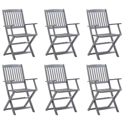 vidaXL Folding Chairs 6 pcs Solid Acacia Wood