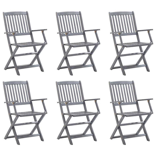 vidaXL Folding Chairs 6 pcs Solid Acacia Wood
