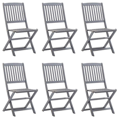 vidaXL Outdoor Chair | Set of 6 | Grey | Solid Acacia Wood | Medium | Foldable