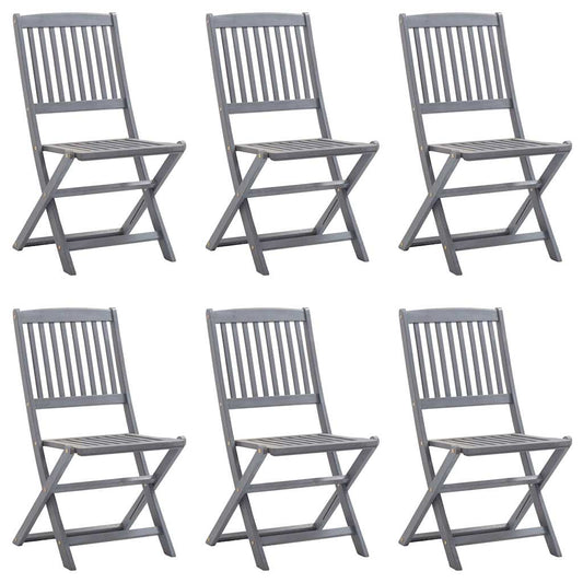 vidaXL Folding Chairs 6 pcs Solid Acacia Wood