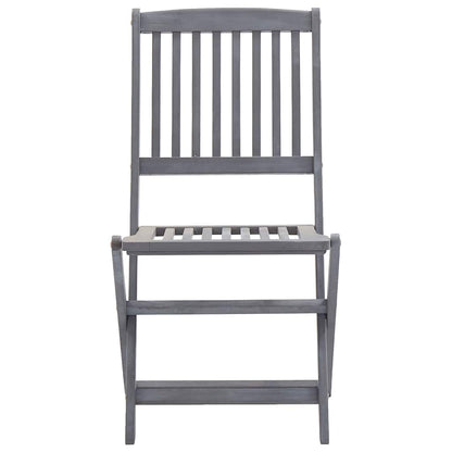 vidaXL Outdoor Chair | Set of 6 | Grey | Solid Acacia Wood | Medium | Foldable