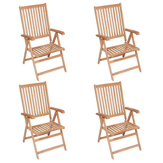 vidaXL Reclining Folding Chairs 4 pcs Solid Teak Wood