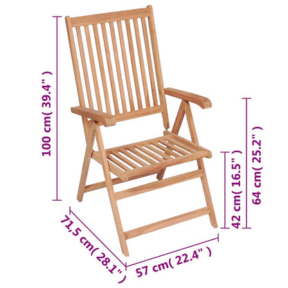 vidaXL Reclining Folding Chairs 4 pcs Solid Teak Wood