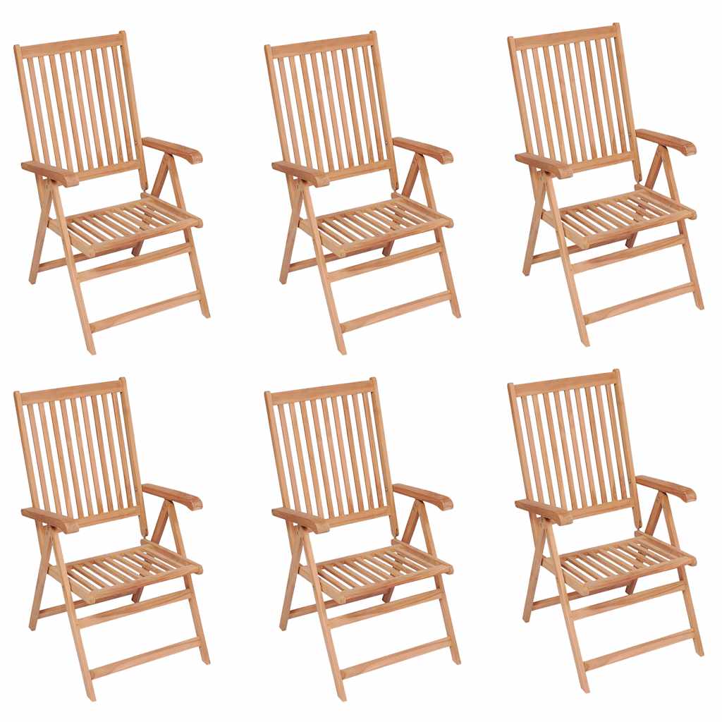 vidaXL Reclining Garden Chairs 6 pcs Solid Teak Wood
