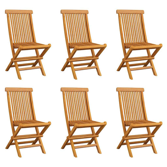 vidaXL Folding Chairs 6 pcs Solid Teak Wood