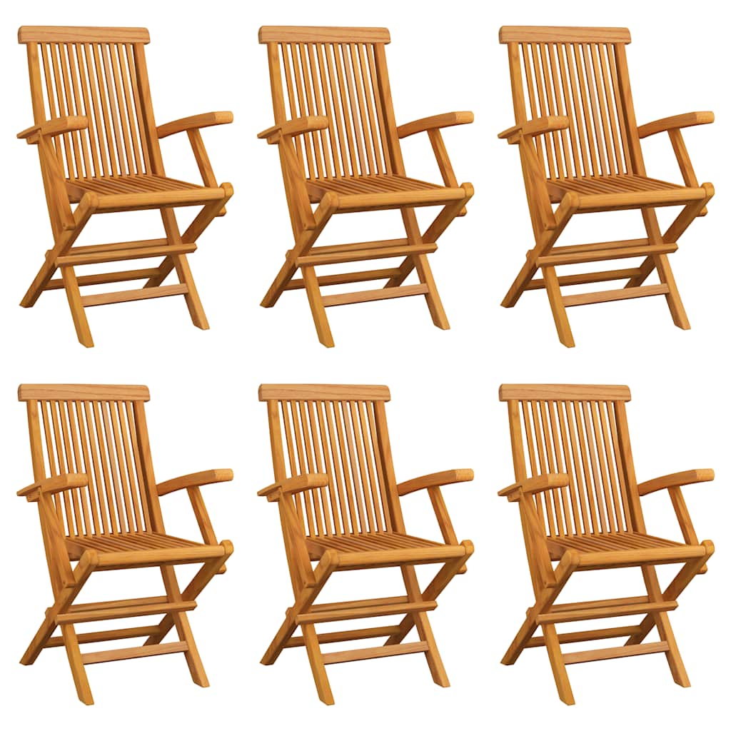 vidaXL Folding Garden Chairs 6 pcs Solid Teak Wood