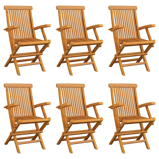 vidaXL Folding Chairs 6 pcs Solid Teak Wood