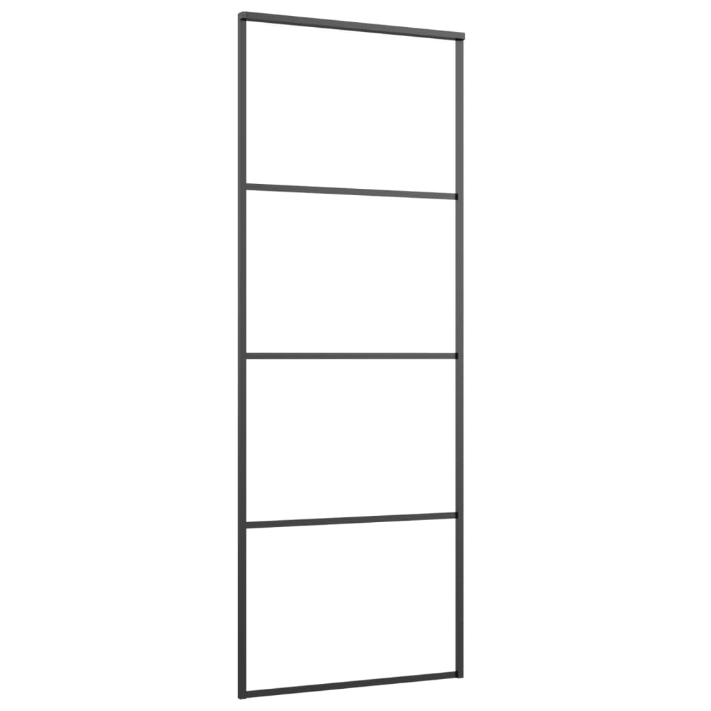 vidaXL Sliding Door Aluminium and ESG Glass 76x205 cm Black